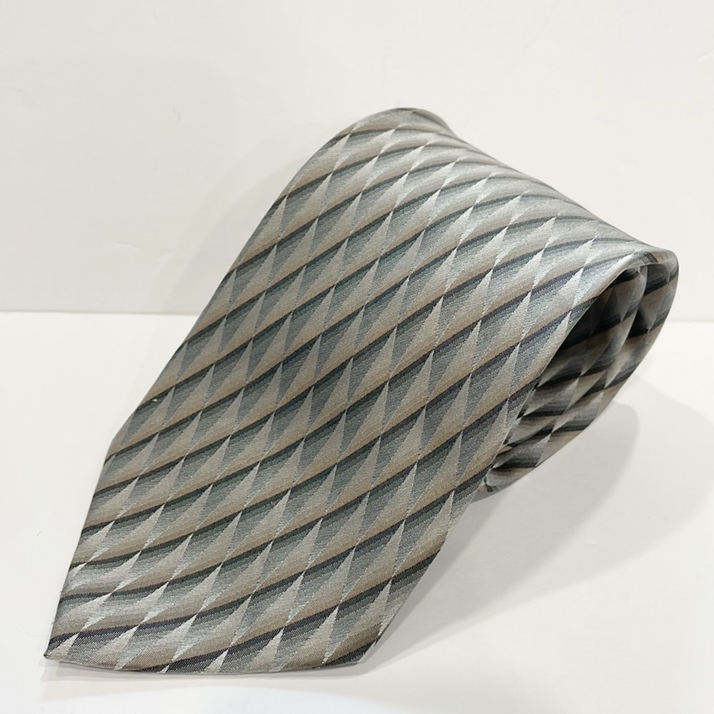 Vintage Martin Wong Insigna Pure‎ Silk Mens Handmade Tie Microprint Geometric